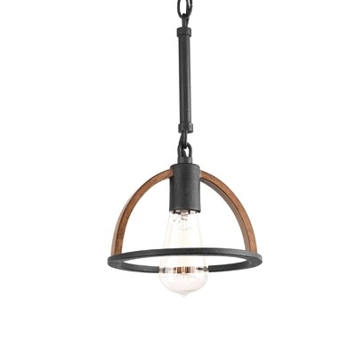 Lámpara de suspender marca Hubbell modelo Deco Trestle Collection Mini Roble color negro. No incluye bombillo LED.