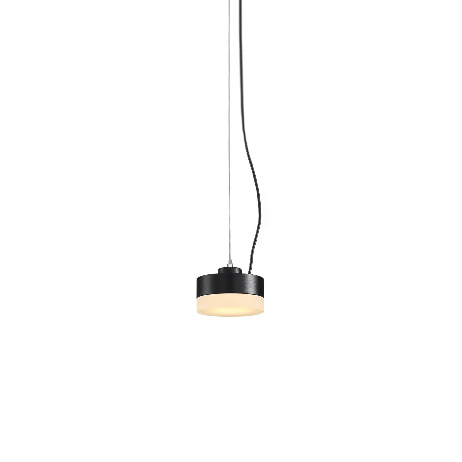 Lámpara de suspender modelo Deco Cilindro Flat color negro acrílico luz tipo extra cálida