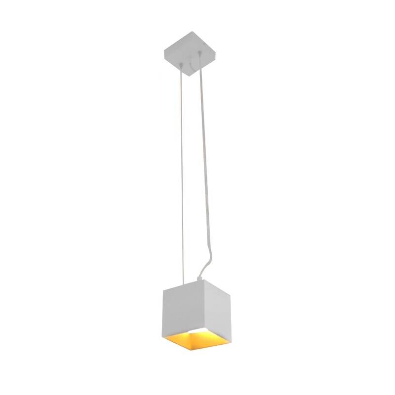 Lámpara de suspender modelo Deco Cubo color blanco luz brillante tipo extra cálida