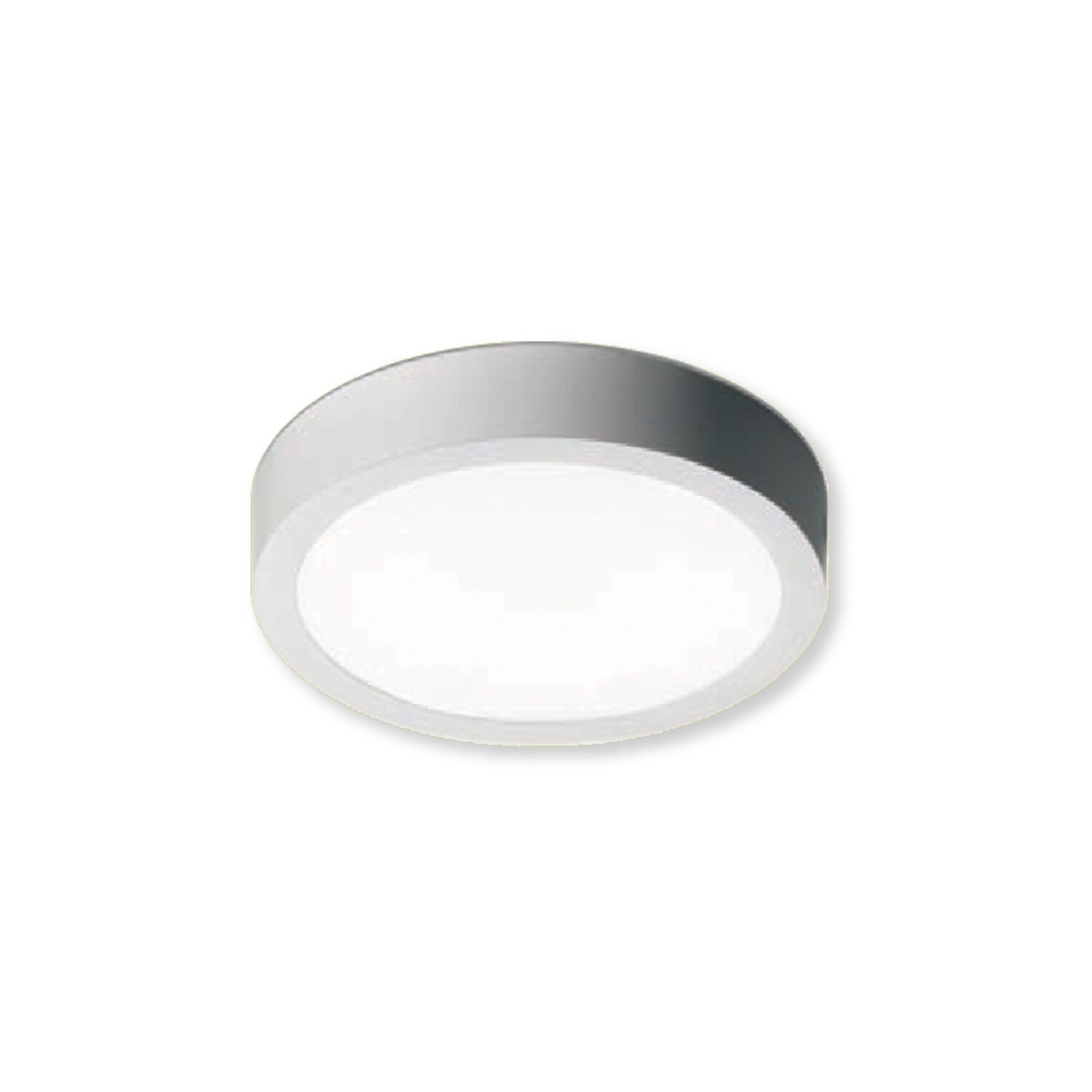 Lampara LED de sobreponer en caja metálica modelo POK estilo redonda en color gris de 4" con luz cálida