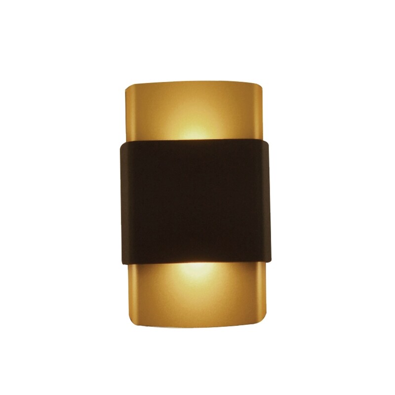 Lámpara pared interior o exterior modelo Deco Canoa en color dorado franja negra haz de doble sentido luz extra cálida