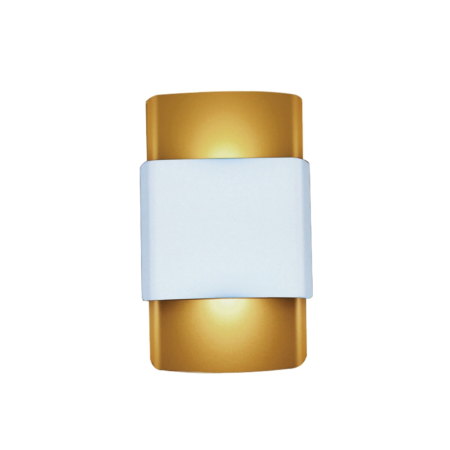 Lámpara pared interior o exterior modelo Deco Canoa en color dorado franja blanca haz de doble sentido luz extra cálida