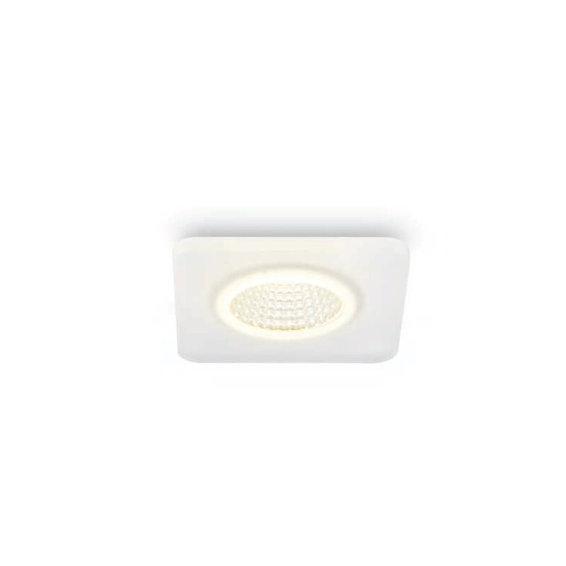 Lámpara tipo ojo de buey cuadrado de 2.5" contorno blanco tipo acrílico de luz extra cálida
