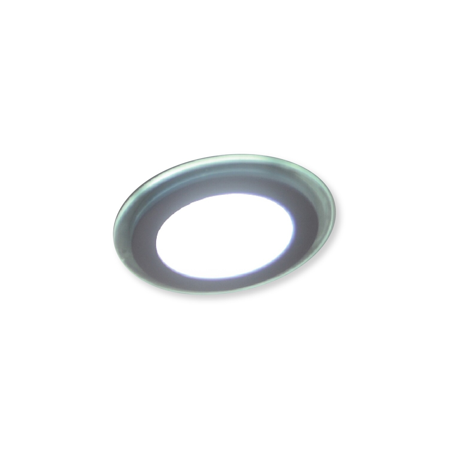 Lámpara tipo ojo de buey tipo LED redondo 6" difusor de vidrio azul luminosidad media alta color de luz calido