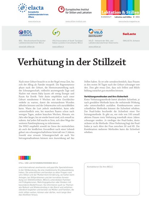 Verhütung in der Stillzeit - 20 Doppelblätter