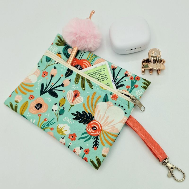 Trousse zip plate et pratique "Pivoines"