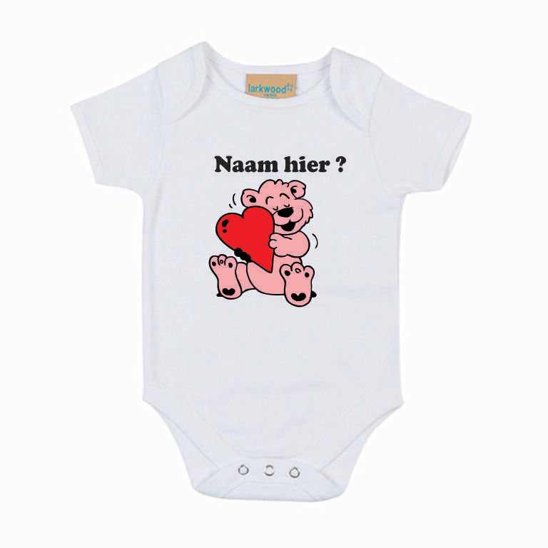Babyrompertje korte mouw opdruk Beertje met Hartje