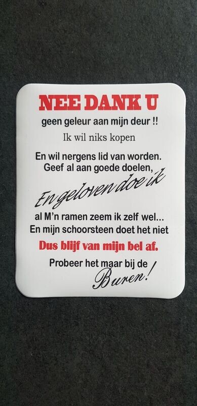 Sticker : Nee dank U.