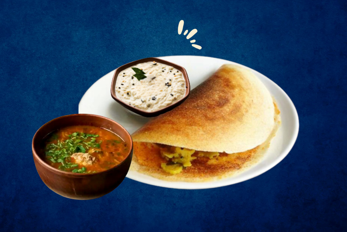 Masala Dosa + Chutney + Sambar