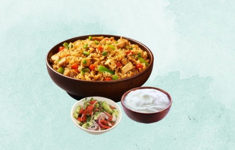 Veg Fried Rice + Curd + Salad