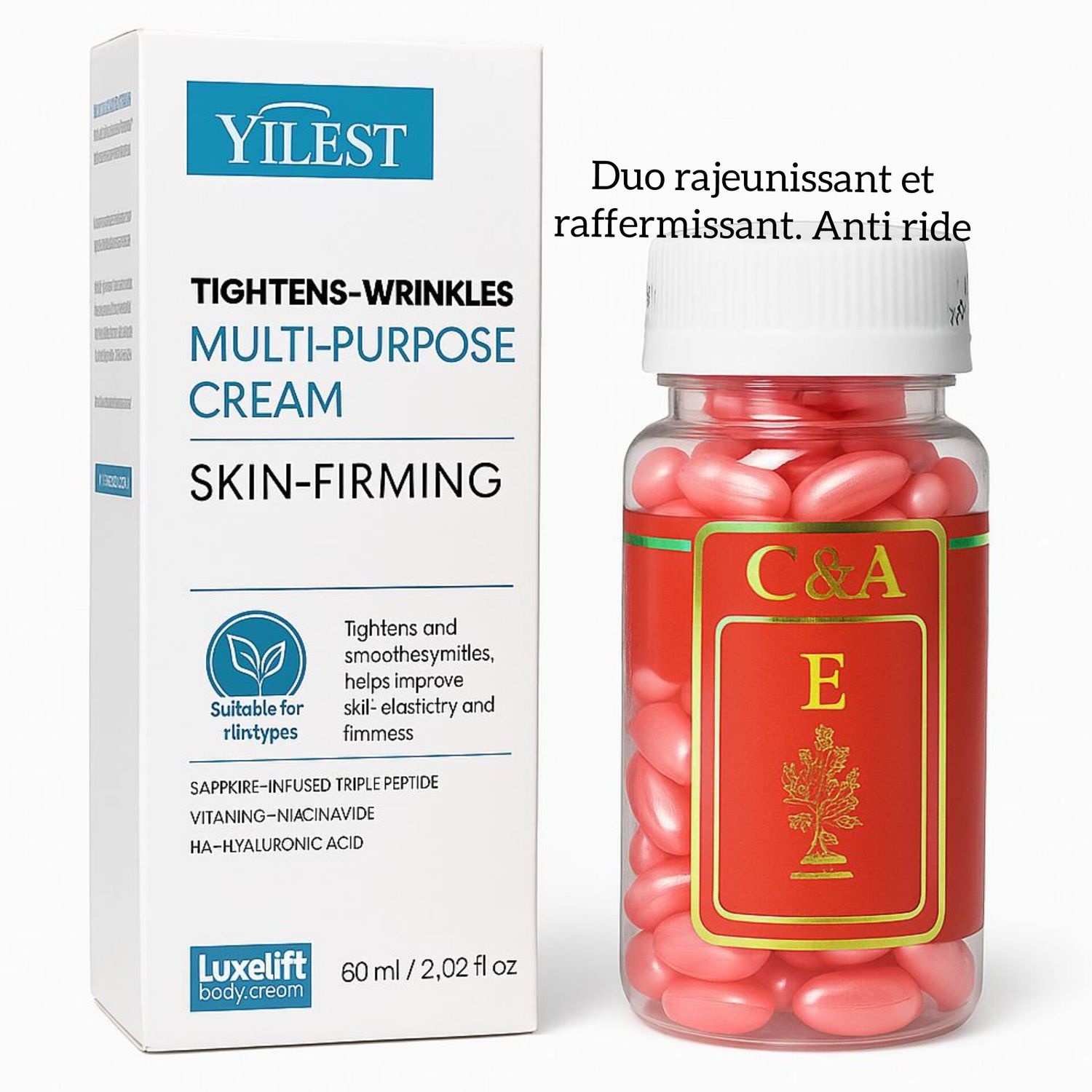 Duo Anti ride anti âge / Concentré de capsule d&#39;essence eclat jeunesse et de crème anti-âge rajeunissante