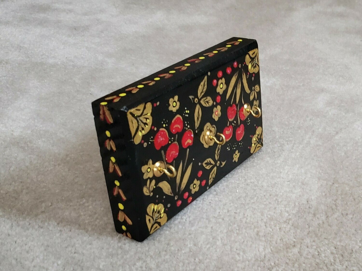 Decorative Wall Mount Key Holder &quot;Cherries&quot;,  Artist: Lyubov Paskova Anderson