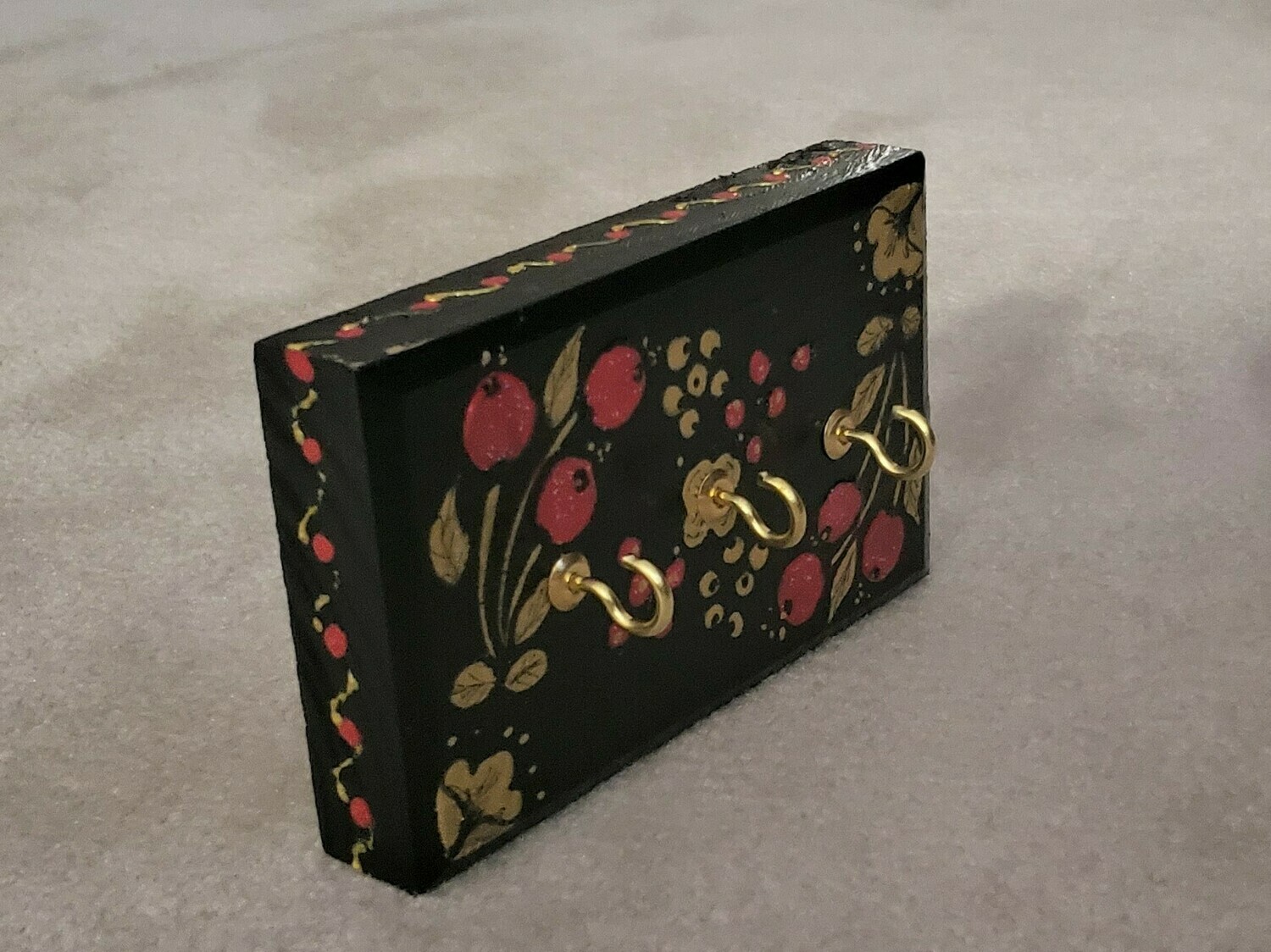 Decorative Wall Mount Key Holder &quot;Cherries&quot;,  Artist: Lyubov Paskova Anderson