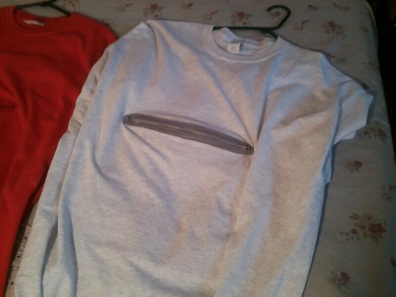Pocket pouch tee shirt/sm,med,large,xl