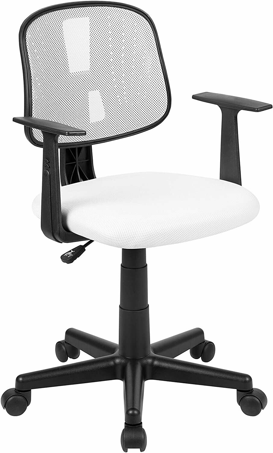 Fundamentals Mid-Back White Mesh Swivel Task Office Chair with Pivot Back and Arms, BIFMA Certified