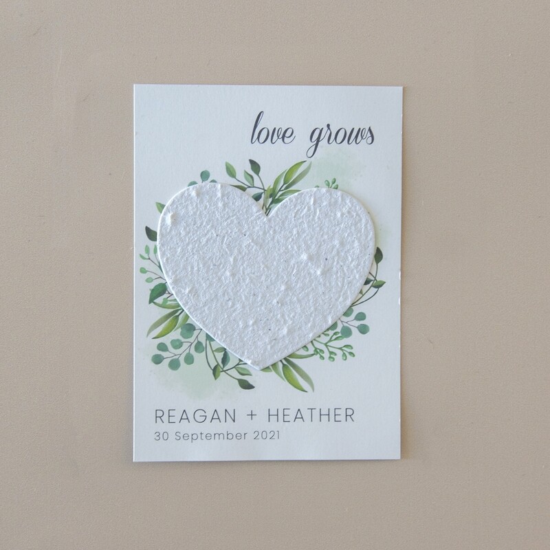 Growing Wedding Gift Card Single Side Print 100mm x 140mm flat card with 82mm x 70mm unprinted Heart