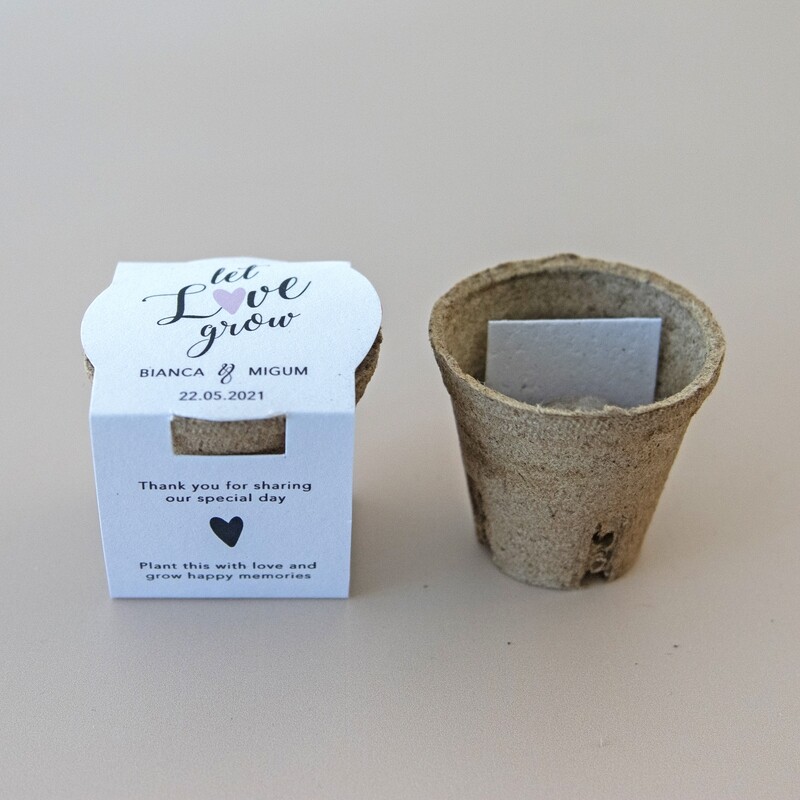 Seed Kits Side 60mm diameter  pot, peat pellet, seed paper piece