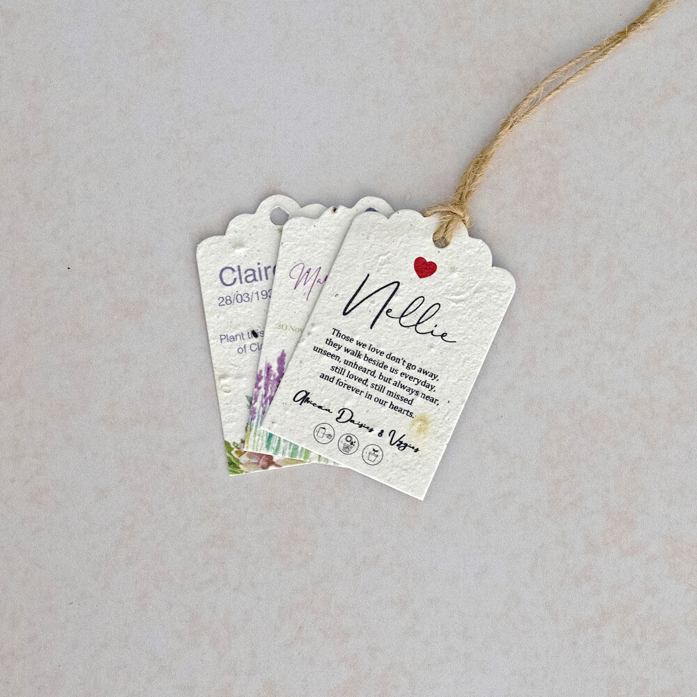 Growing Paper Crinkle Cut Tags - Double Side Print - 45mm x 70mm