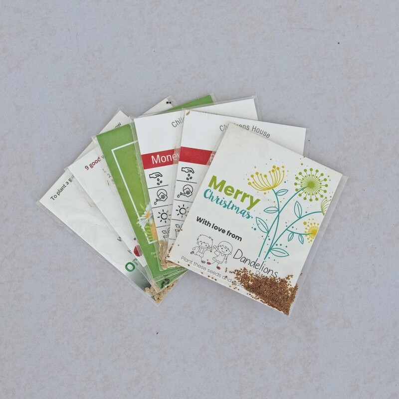 Seed Bags - Single Side Print - Polyprop bag with recycled back board pack with seeds inside