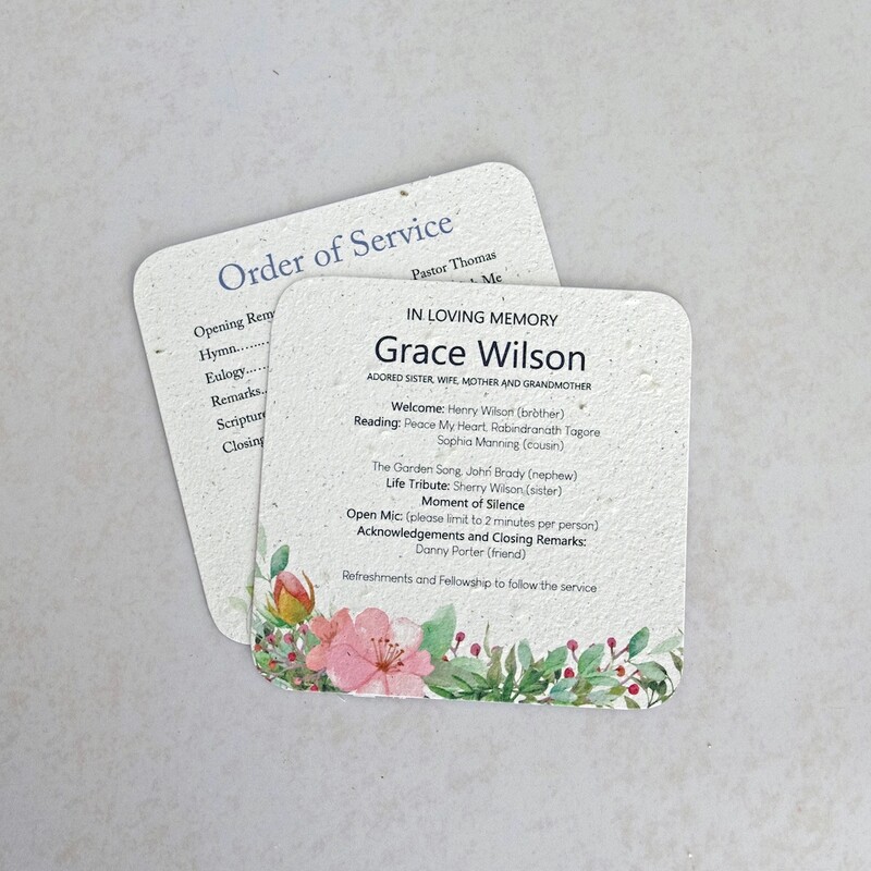 Funeral Flyers Single Side Print 146mm x 144mm Rounded Corners