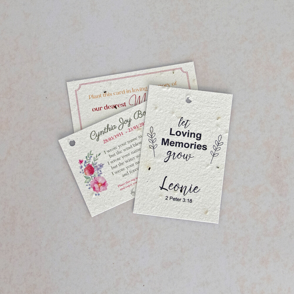 Growing Paper Flat Tag - Double Side Print 100mm x 65mm