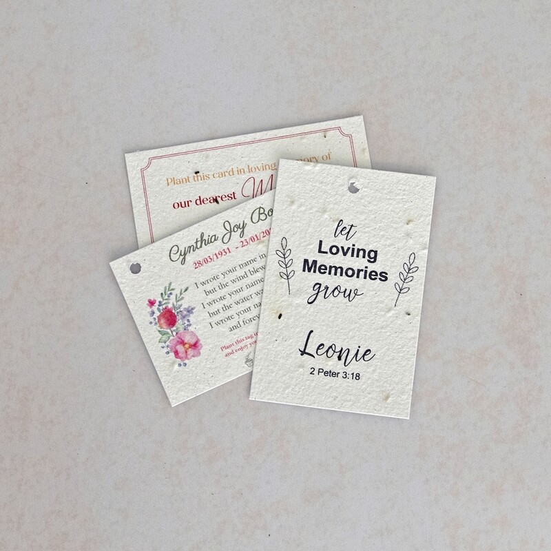 Growing Paper Flat Tag - Double Side Print 100mm x 65mm