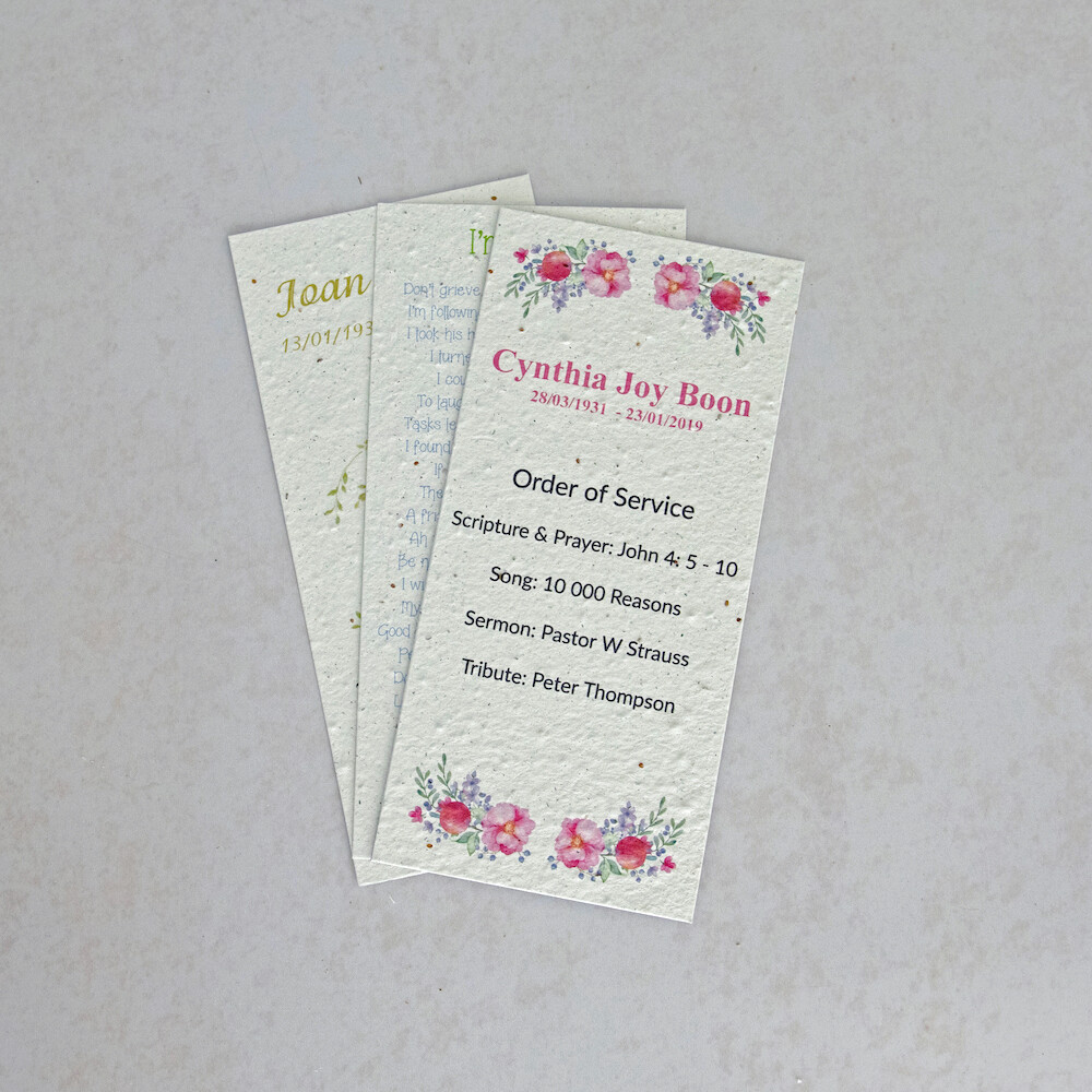 Funeral Flyers Single Side Print 95mm x 200mm