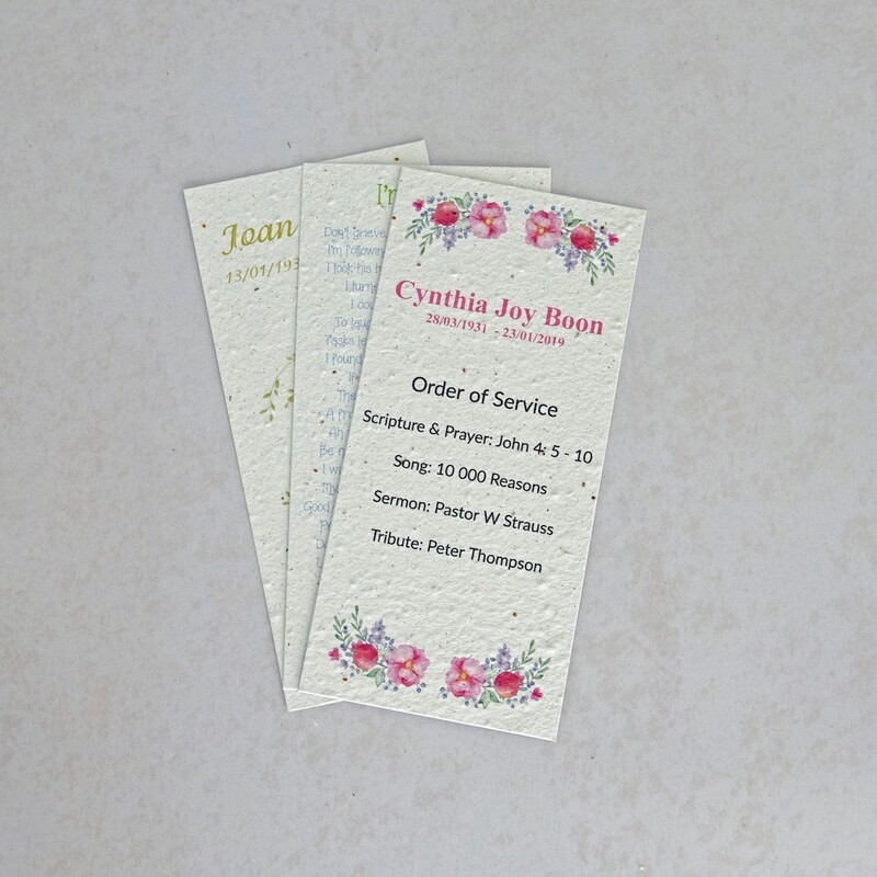 Funeral Flyers Single Side Print 95mm x 200mm