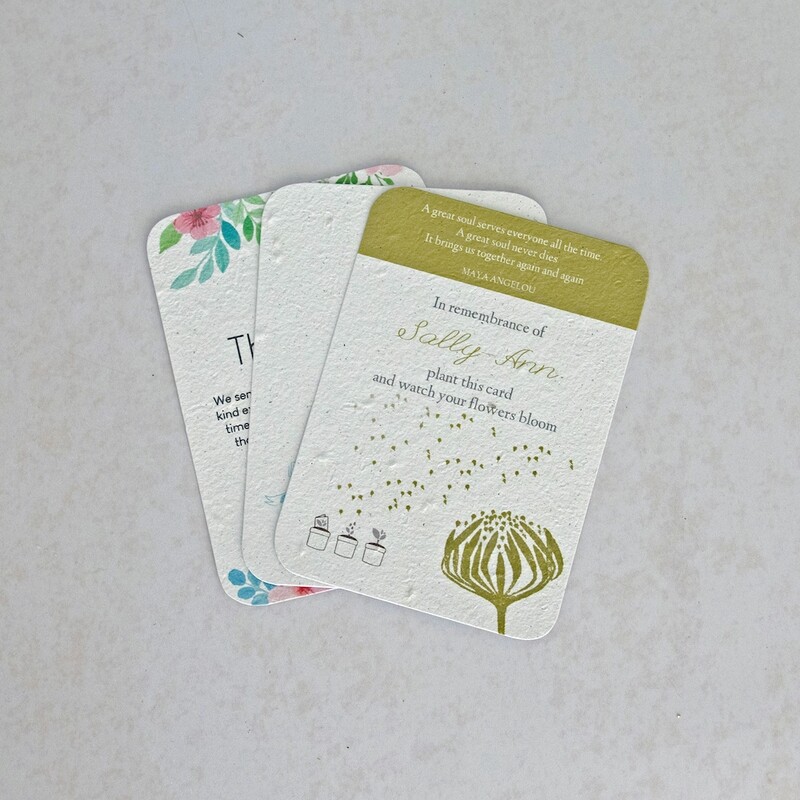 Funeral Flyers Double Side Print 100mm x 140mm - Rounded Corners Die Cut