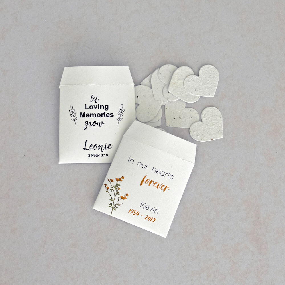 Recycled or Kraft Paper Envelope Packets 60mm x 60mm (small envelopes with 15 Growing Paper confetti shapes inside) Printing Outside