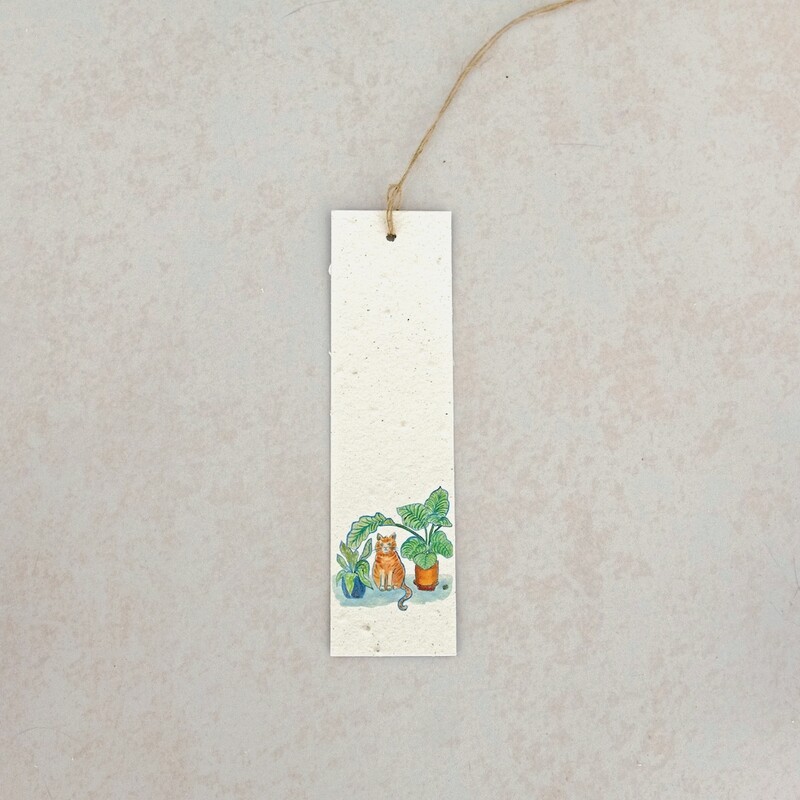 Bookmark - Cat &amp; Plants