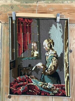 Borduurwerk 'De brief' (meisje bij het raam) van Vermeer