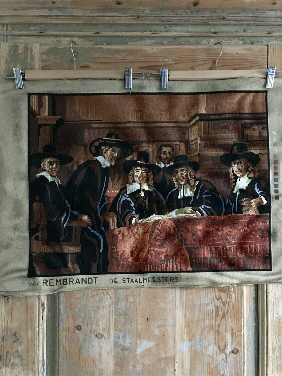 Borduurwerk (groot), 'De Staalmeesters', Rembrandt van Rijn