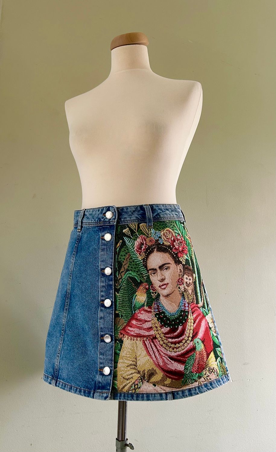 Spijker rok met gobelin paneel Frida Kahlo