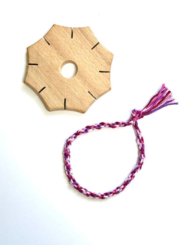 Knoop-ster - set met garen rose/paars/lila