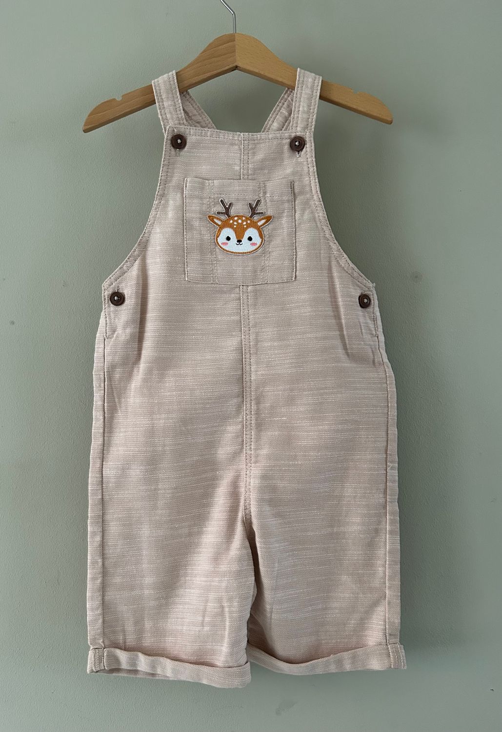 Baby tuinbroekje (kort model) met applicatie hertje mt98
