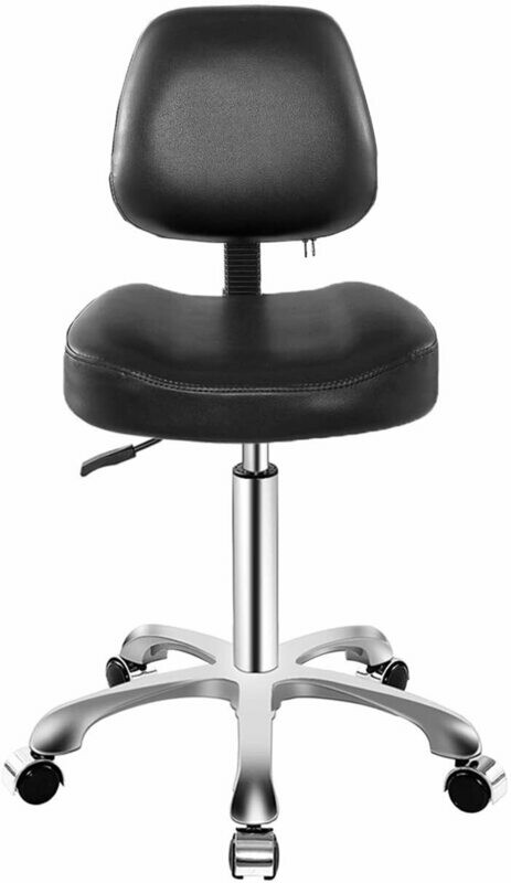 Armless Office Task Chair Rolling Stool for Workbench Shop Work Office Esthetician Massage Tattoo,Adjustable Swivel Stool Chair (Black)