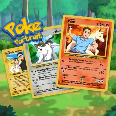 Personalized Pokemon Card Portrait Custom Poke Card Portrait From Your  Photo - Personalized Anime Poster Or Illustration Card Gift Personalized  Pokemon Cards