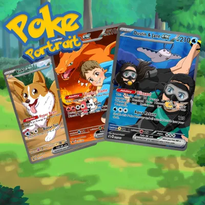 Custom Pokemon Full Art Card Portrait | Turn Yourself into Cartoon Anime