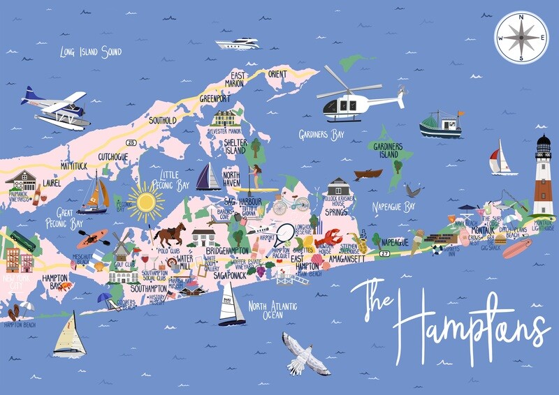 The Hamptons - Map Print