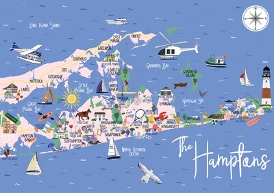 The Hamptons - Map Print