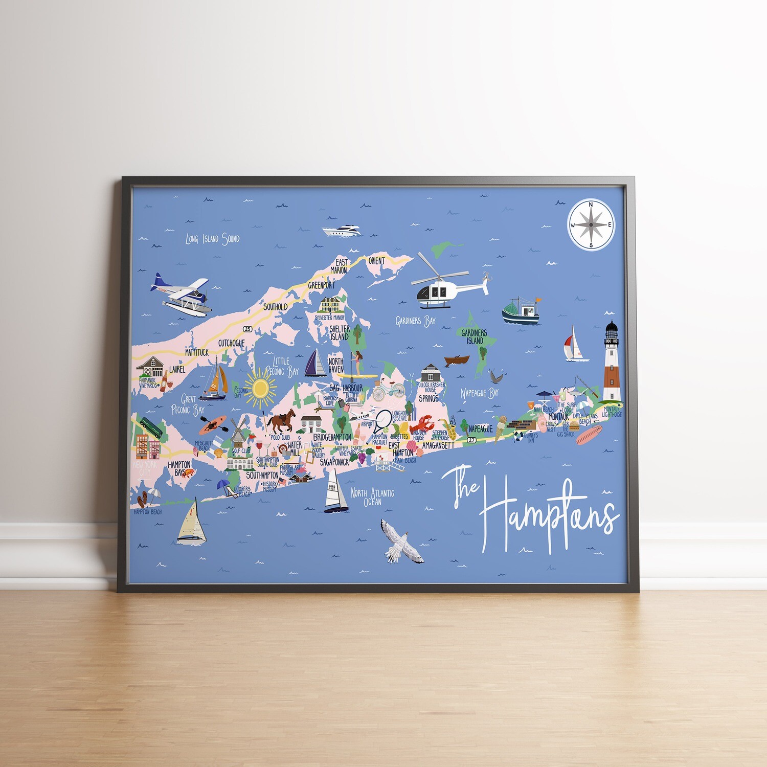 The Hamptons - Map Print