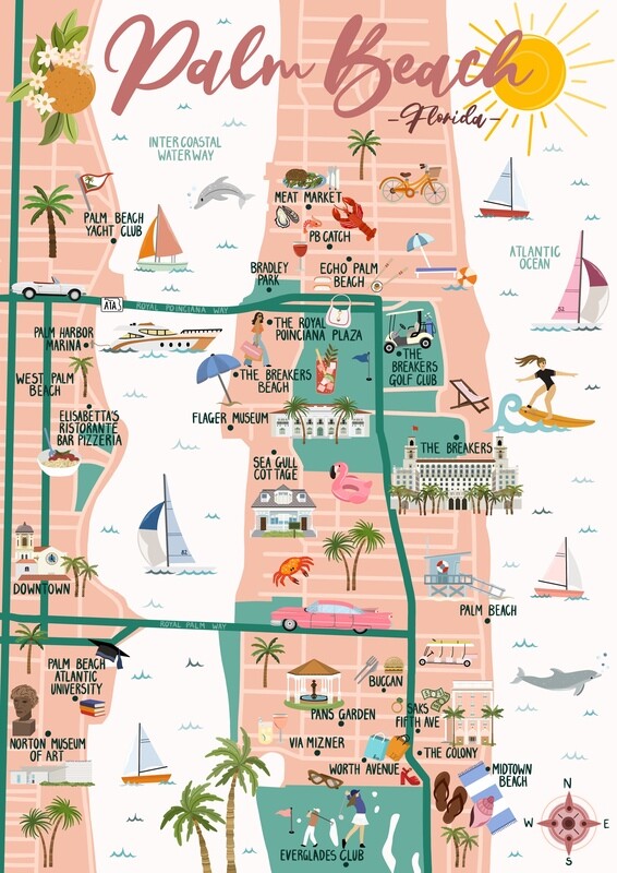 Palm Beach - Map Print
