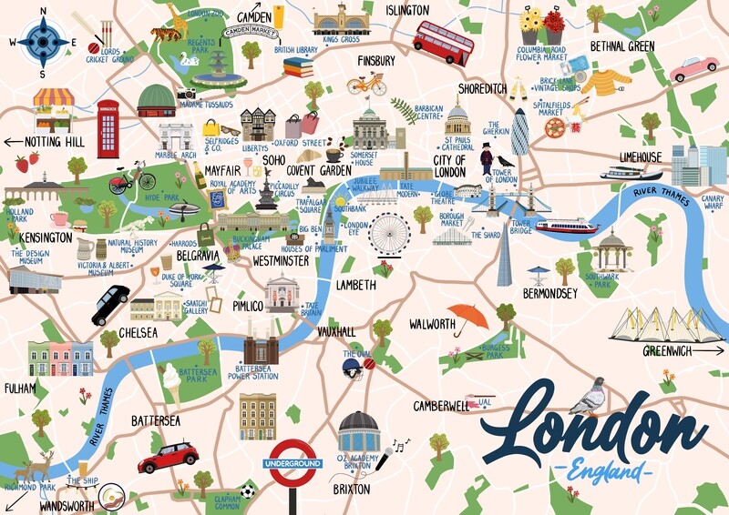 London, England - Map Print