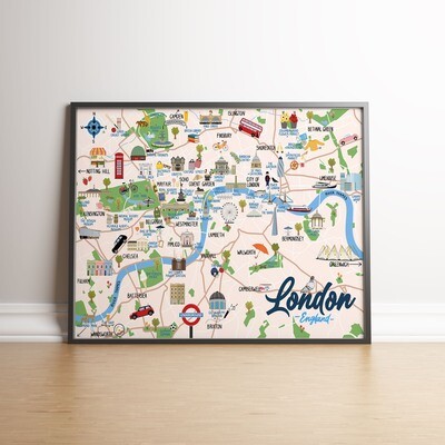 London, England - Map Print