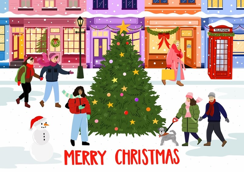 A Christmas Village - Christmas Card