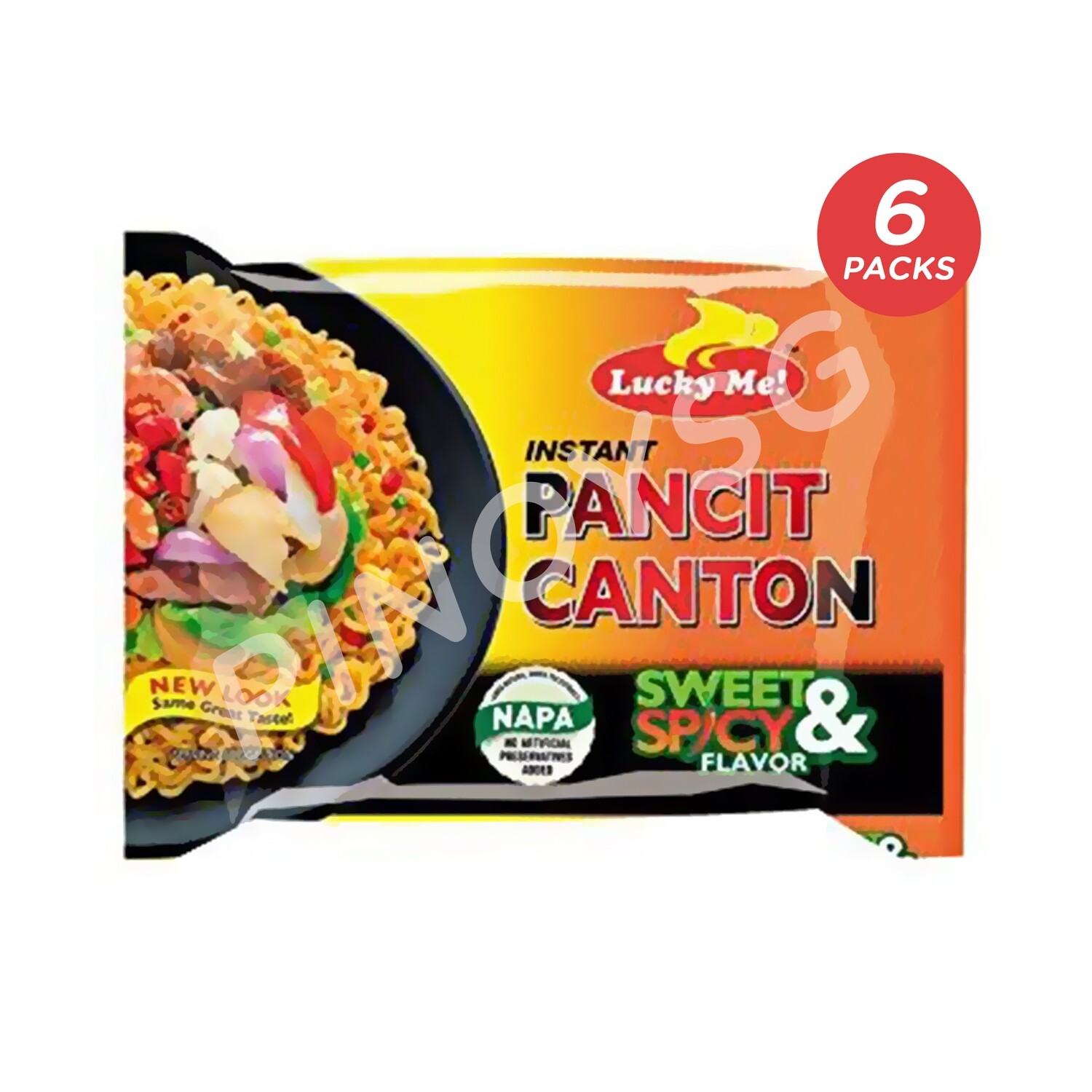 Lucky Me! Pancit Canton Sweet &amp; Spicy, 6 packs/60g