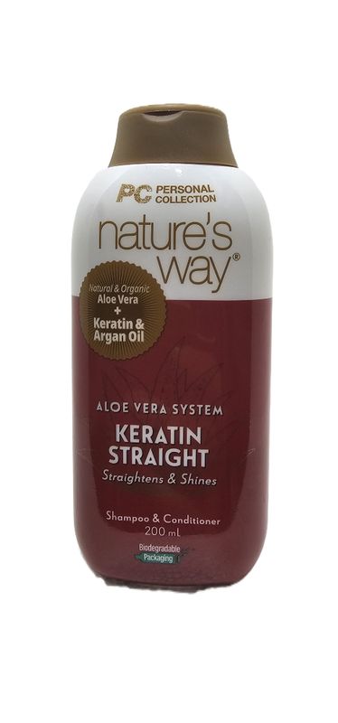 Nature’s Way Aloe Vera System Shampoo and Conditioner Keratin Straight 200ml