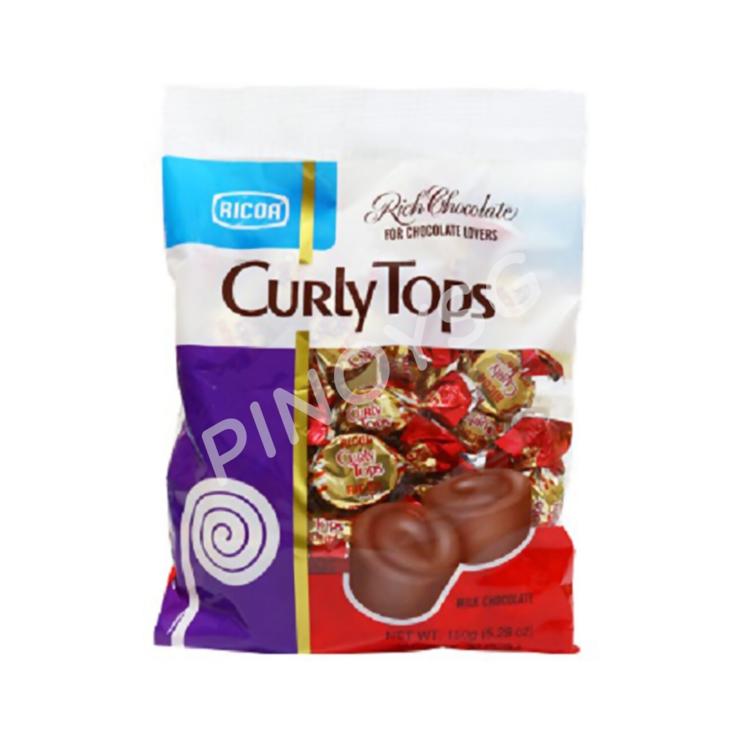 Ricoa Curly Tops Milk Chocolate 150g