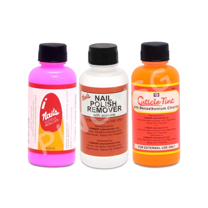 1 Cuticle Remover 60ml, 1 Nail Polish Remover 60ml, 1 Merthiolate 60ml (Set)